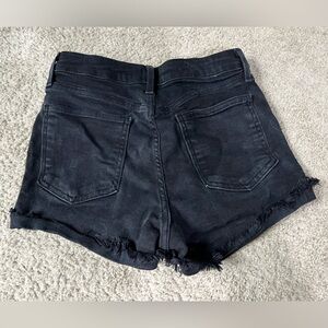 High waisted black denim shorts